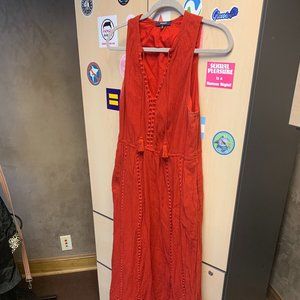 Vibrant red Madewell boho maxi